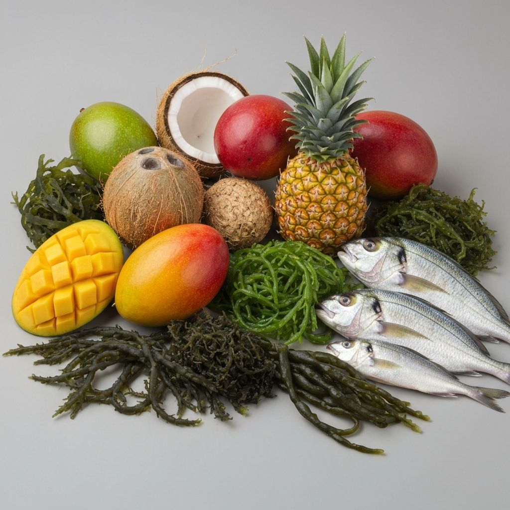 Tropical fruits and seafood composition