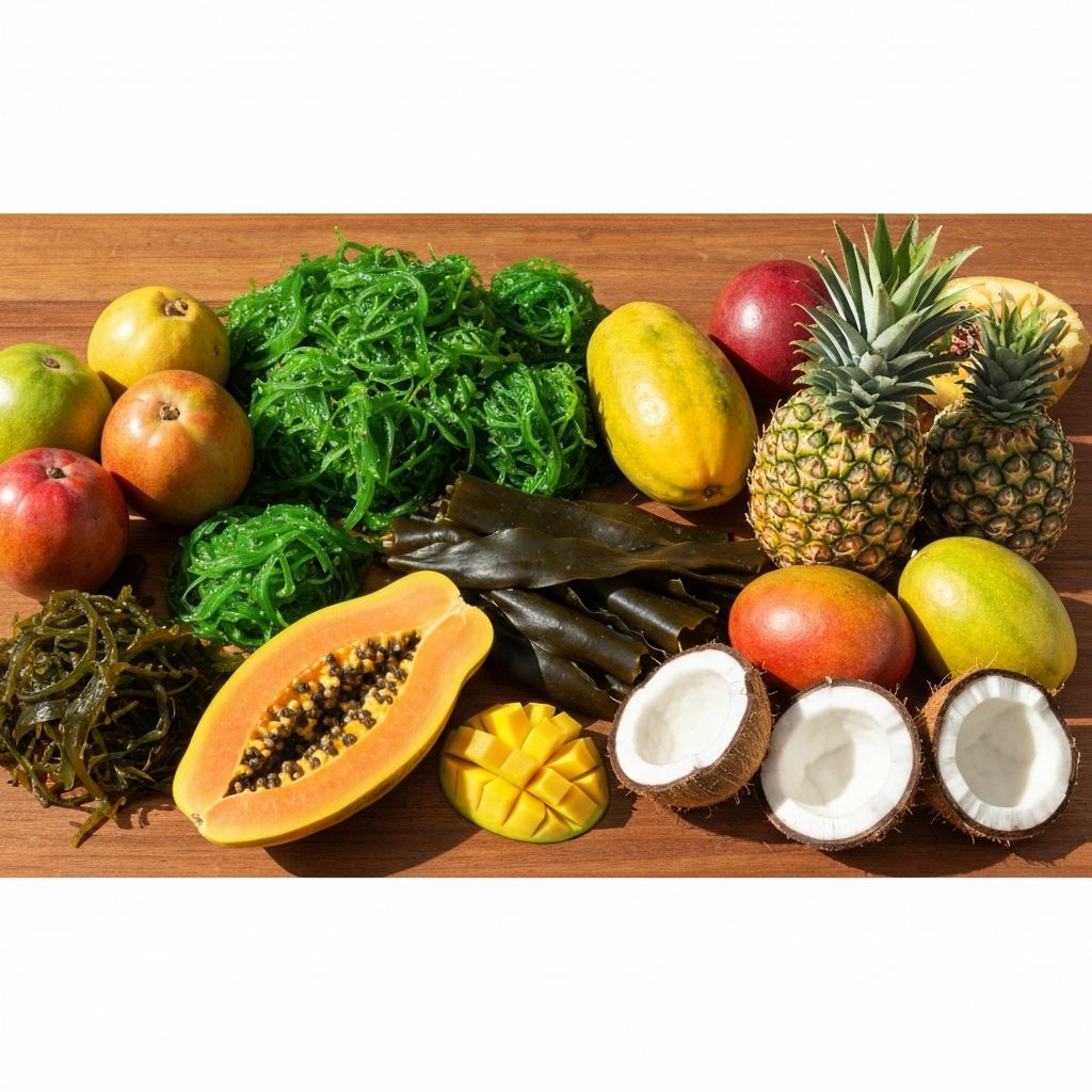 Diverse tropical and Pacific foods